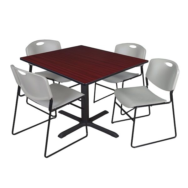 Cain Square Tables > Breakroom Tables > Cain Square Table & Chair Sets, 48 W, 48 L, 29 H, Mahogany TB4848MH44GY
